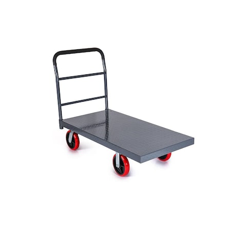 5Seconds Brand STEEL STRONG Heavy Duty Diamond Plated Industrial Platform Cart 48inX24in with 2000 lbs Capacity 555017-1