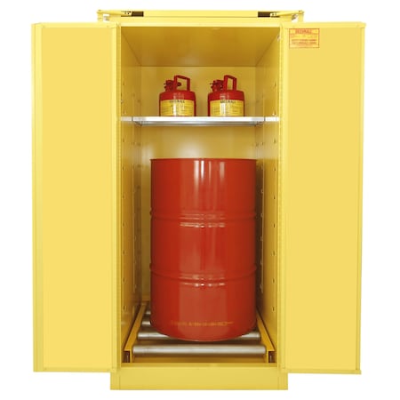 Securall Flammable Drum Storage Cabinet, 60 Gallon, 1 Shelves, 31 in W x 67 in H x 31 in D, Yellow V360