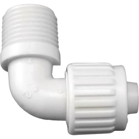 Flair-It 1/2'' PEX x 1/2'' MPT 90 Deg. Plastic Compression Male PEX Elbow, 1/4 Bend 16803