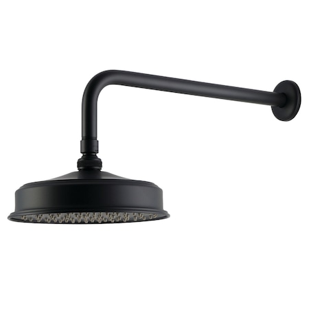 Kingston Brass 8" Round Brass Shower Head with 17" Ceiling Mounted Shower Arm, Matte Black K324K10