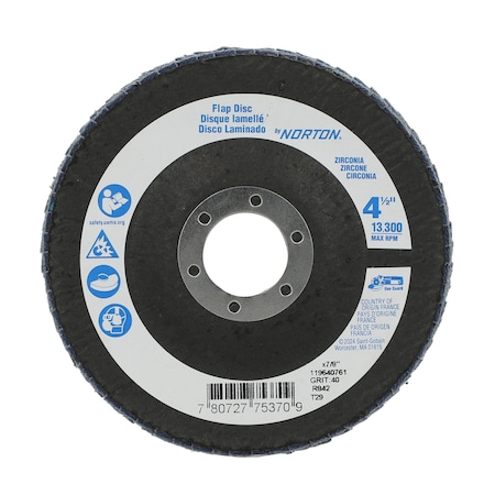 Zoro Select Fiber Disc, 4 1/2 in Dia, 7/8in Arbor 78072775370