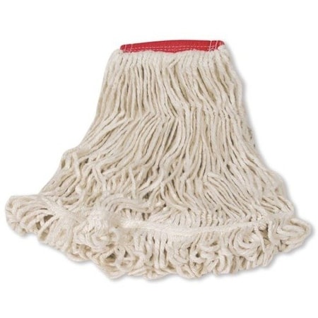 Rubbermaid Commercial Super Stitch Looped-End Wet Mop Head, Cotton/Synthetic, Large Size, Red/White, PK6 FGD25306WH00