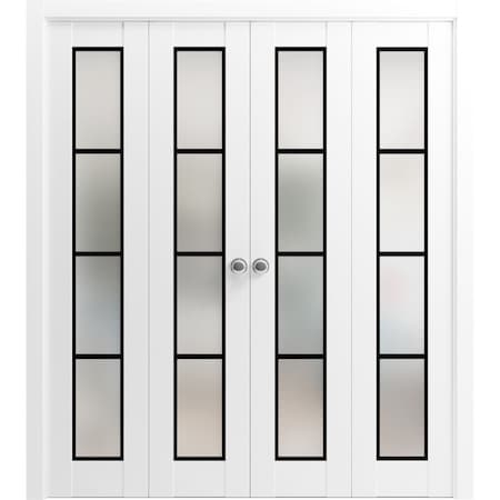 Sartodoors Sliding Closet Double Bi-fold Doors Planum 2132 White Solid Core Modern Interior PLANUM2132DBF-WS-96 x 84 (4* 24x84)