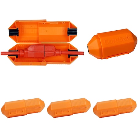Cordsafe PLUS Extension Cord Connection Protector, Weather-Resistant Plug Cover, Fits 18-12 AWG Extension Cords, Made in USA, Orange, 3-Pack PK3 2358-3