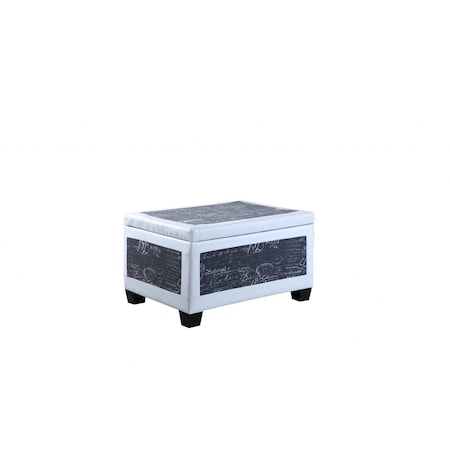 Homeroots 24in White and Black Upholstered Faux Leather Bench with Flip top 469417