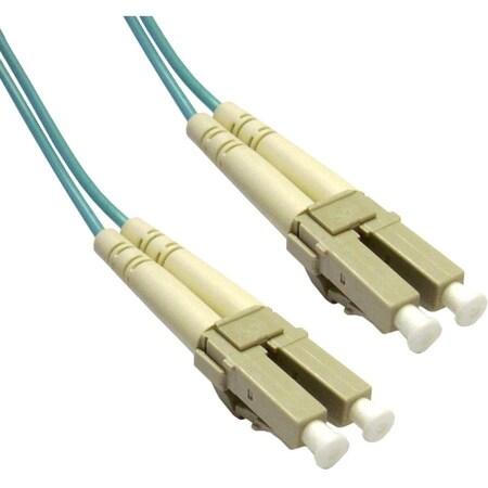 Cable Wholesale LC OM3 Duplex 2.0mm Fiber Optic Patch Cord, OFNR / LSZH, Multimode 50/125, Aqua Jacket, Beige LCLC-31025