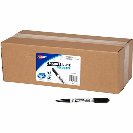 Avery Marks A Lot Marks-A-Lot Value Pack Dry Erase Markers, Bullet Marker Point, Erasable, Black Ink, 200PK 24595