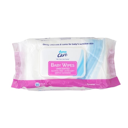 Dynarex Baby Wipes, Unscented w/Plastic Lid, 7"x8", 1920PK 1329
