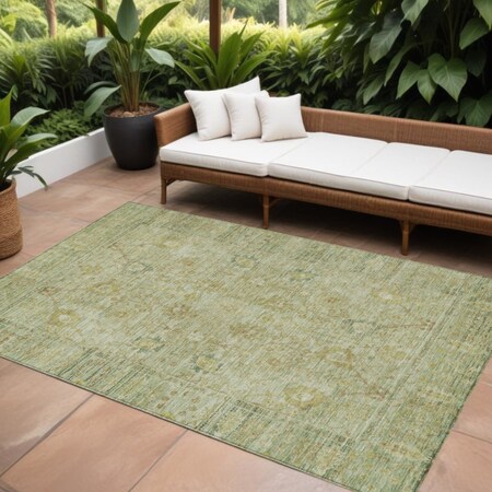 Homeroots 9' X 12' Sage Green And Brown Oriental Washable Indoor Outdoor Area Rug 603885