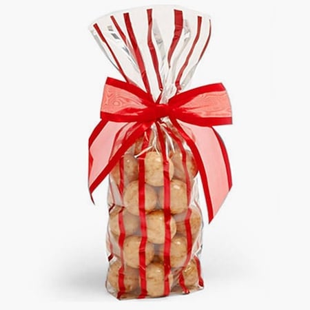 Nashville Wraps Red Stripe 1.4 mil Cello Bags, 3.5x2.25x12, 100PK 96523