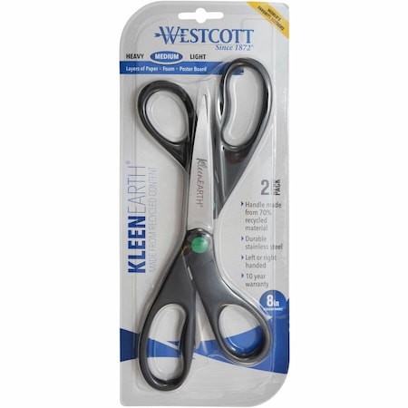 Westcott Scissors, 8" KleenEarth Straight Shears -2-Pack 15179
