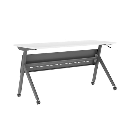 Flash Furniture Davis 60in. x 24in. HD Nesting Table w/Y-Legs, Modesty Panel, 1in. Thick White Tabletop, Gray Frame MT-M6024-Y-LEG-WHTGRY-GG
