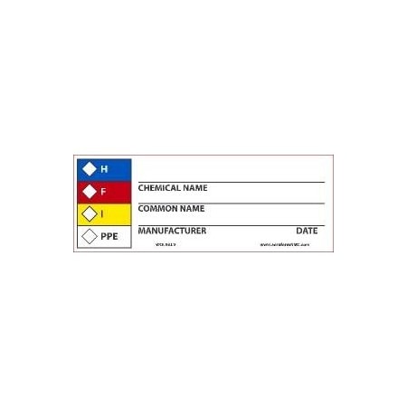 Nmc Rtk Hazard Warning Write-On Warning Label, Material: Pressure Sensitive Vinyl WOL9ALV