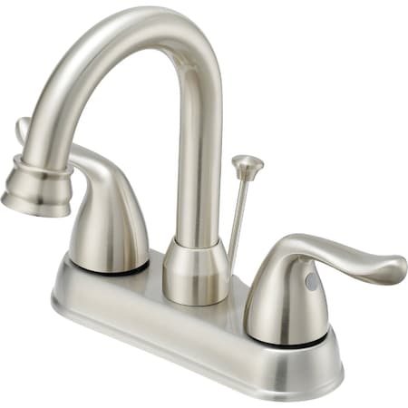Home Impressions Brushed Nickel 2-Handle Lever 4'' Centerset Bathroom Faucet with Pop-Up F5111100NP-JPA1