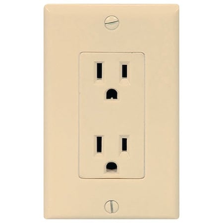 Eaton Wiring Devices Duplex Receptacle, 2-Pole, 15 A, 125 V, NEMA: 5-15R, Ivory C1507V
