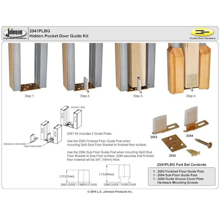 Le Johnson Door Guide Set F/ Hidden Pocket Door 2041PLBG
