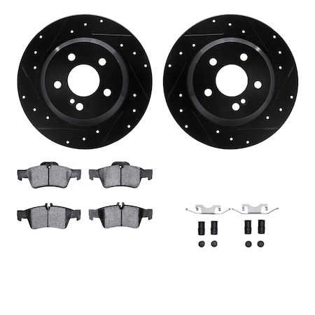 Dynamic Friction Co DFC Rotors-Drilled & Slotted-Black w/ EURO 5000 Ceramic Brake Pads Incl Hdw 8612-63064