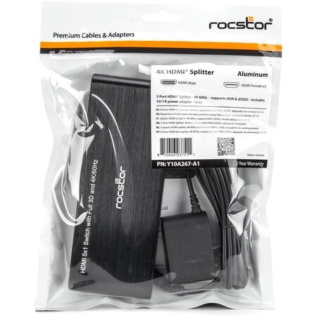 Rocstor 4K HDMI SPLITTER - ALUMINUM GRAY Y10A267-A1