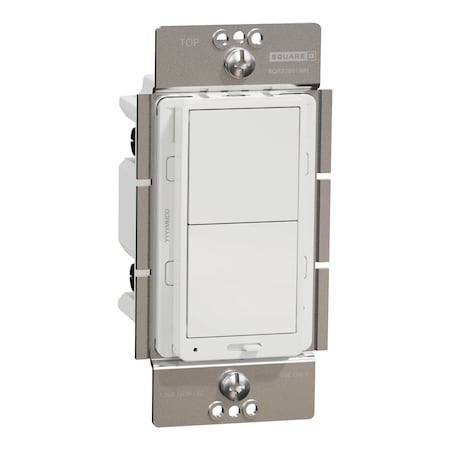 Square D Dimmer, X Series, Rocker, 600 W, Single Pole SQR22601WH