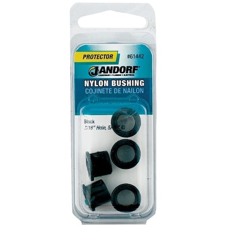 Jandorf Conduit Fitting Bushing, Push-On, Nylon, Black 61442