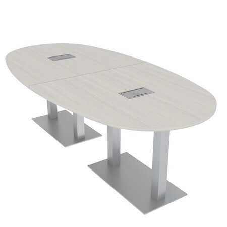 Skutchi Designs Boval Conference Table With Power, 48 in W, 96 in L, Ivory HAR-BOVL-48X96-DOU-K458-ESIL