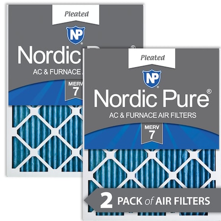 Nordic Pure 14x20x1 Pleated Air Filter, High Capacity, Electrostatically Charged Synthetic Media, MERV 7, 2 PK 14x20x1M7-2