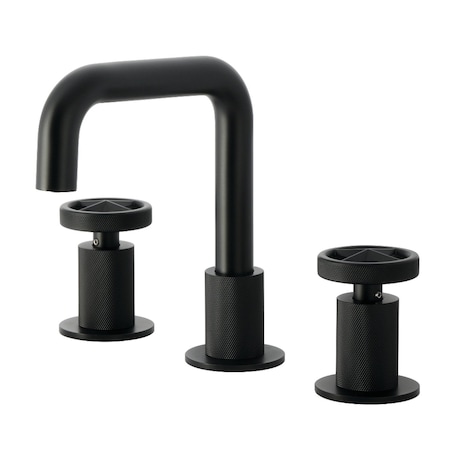 Kingston Brass Widespread Bathroom Faucet with Push Pop-Up Drain, Matte Black KS1410RNX