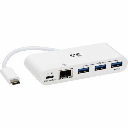 Tripp Lite 3-PORT USB-C HUB W/ GBE, USB-C CHARGING USB TYPE C USB 3.1 HUB U460-003-3AG-C