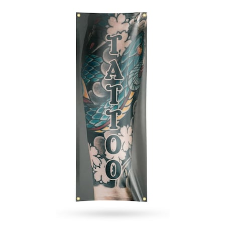 Signmission Tattoo Vertical, 18 Inch x 48 Inch, Vinyl Banner B-30882