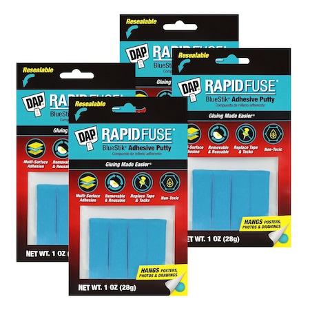 Dap Reusable Adhesive Putty, Blue, 1 oz., 4PK 070798012011