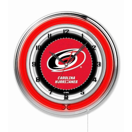Holland Bar Stool Co Carolina Hurricanes Double Neon 19" Clock, NHL Clk19CarHur