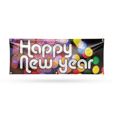 Signmission Happy New Year, 24 Inch x 72 Inch, Vinyl Banner B-72-30693