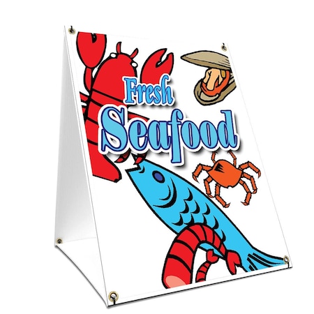 Signmission Fresh Seafood, 24 Inch x 18 Inch A-frame Yard Sign, Plastic Sign SBC-1824-Fresh Seafood