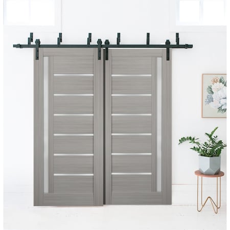 Sartodoors Barn Bypass Interior Door, 36" x 84", Gray QUADRO4088BBB-SSS-3684