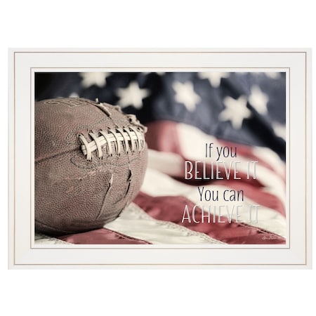 Homeroots Football Believe It 1 White Framed Print Wall Art 405002