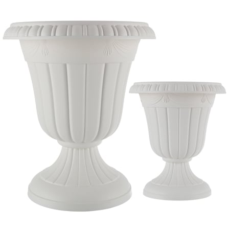 Pure Garden Outdoor Planter 2-Pack Large & Small Urn Planters Plastic Plant Pots for Indoor or Outdoor 50-LG1430