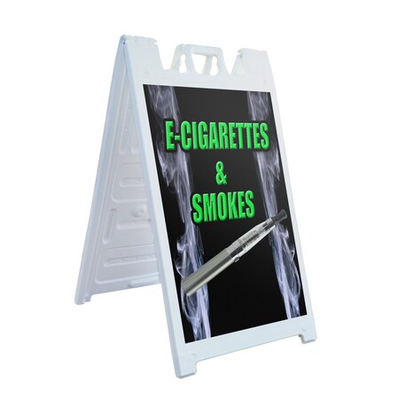 Signmission E-cigs & Smokes, A-Frame & 2 Sign Inserts, Heavy-Duty Plastic Frame SBHD-C-2436-E-cigs & Smokes
