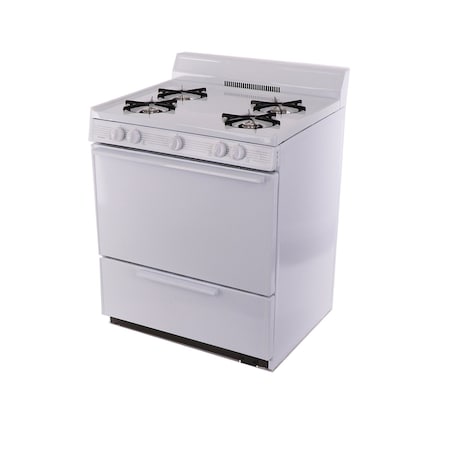 Premier Gas Range, Battery Ignition, Four 9100 BTU Burners, 30 inW x 40 inH x 26 inD, 3.91 cu. Ft., White 805745
