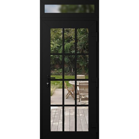 Vdomdoors Front Exterior Prehung Metal-Plastic Door Clear Glass / MANUX 8355 Matte Black / Office Commercial MANUX8355EXD-BLK-W36xH80+14-LH-I