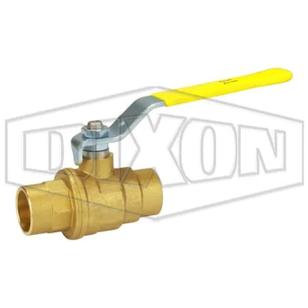 Dixon Ball Valve, 3/4 in Nominal, Solder End Style, Brass Body, Full Port, PTFE Seat/Seal/Thrust Washer So FBV75SE