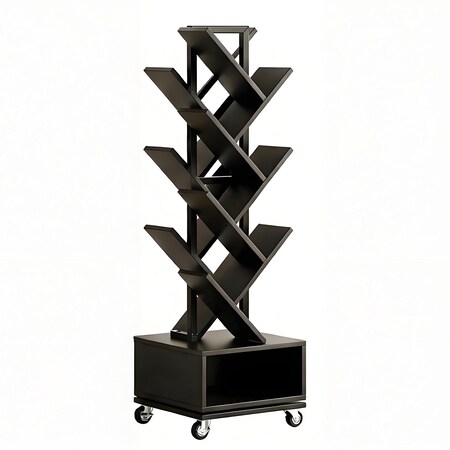 Homeroots 48" Black Wood Sixteen Tier Etagere Bookcase 717458