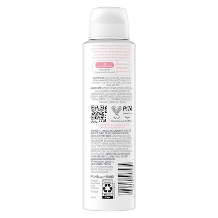 Dove Raspberry and Rose Cooling Whole Body Deodorant Spray, 4 Ounce, 12PK 64395500
