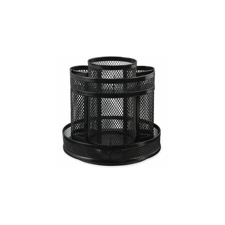 Universal Metal Mesh Rotating Desktop Organizer, 6 1/2 dia x 6 1/8h, Black UNV20022