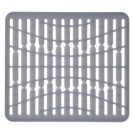 Good Grips Sink Mat, 12-3/4 in L, 11-1/4 in W, 1/4 in Thick, Silicone, Gray 13138100