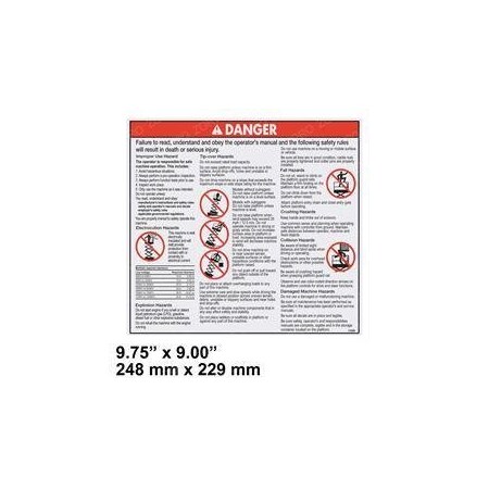 Genie REPLACEMENT DECAL, DANGER-GEN SAFETY 114386