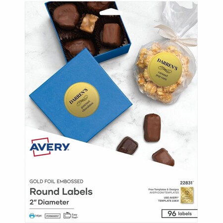 Avery Printable Embossed Foil Round Label, PK96 22831
