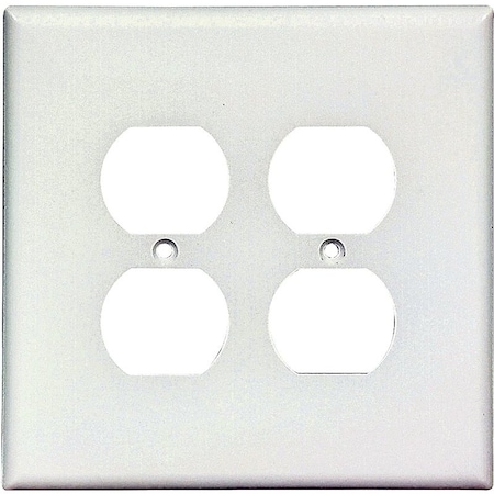 Eaton Wiring Devices Receptacle Wallplate, 5-1/4 in L, 5-5/16 in W, 2 -Gang, Thermoset, White 2750W-BOX