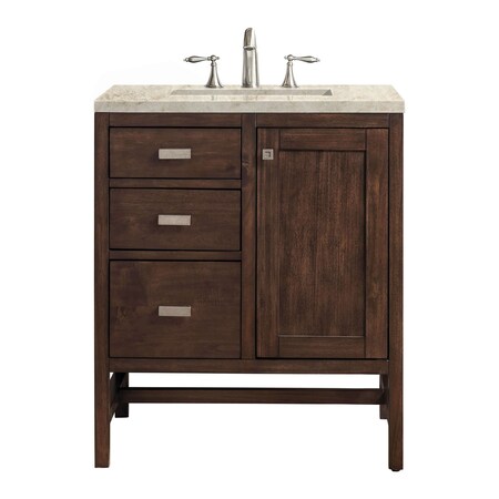 James Martin Vanities Addison 30" Single Vanity, Mid-Century Acacia, w/ 3 CM Tajnar Eclos Top E444-V30-MCA-3TJR