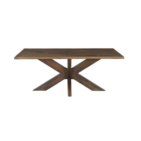 Homeroots 78" Brown Solid Wood Cross Leg Base Dining Table 635807