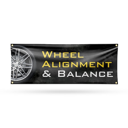 Signmission Wheel Alignment & Balancing, 18 Inch x 48 Inch, Vinyl Banner B-30940